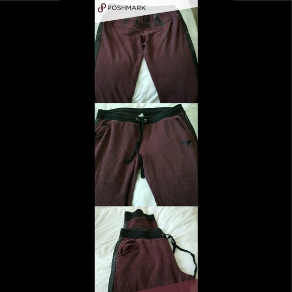 Victoria Sec Pink Burgundy joggers faux leather L - Picture 4 of 7